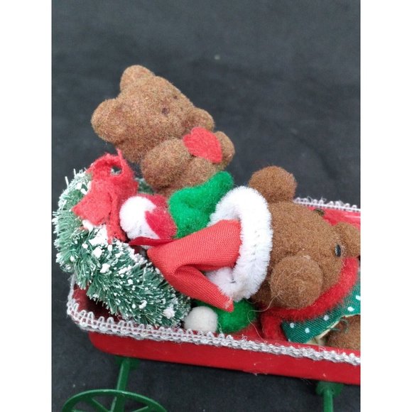 Vintage 1986 Applause Teddy Bears in a Wagon Christmas Miniatures Ornament - Picture 11 of 11